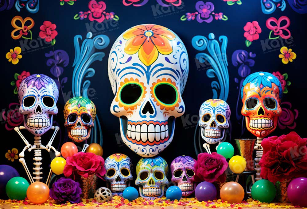 Kate Colored Skull Art Backdrop for Photography