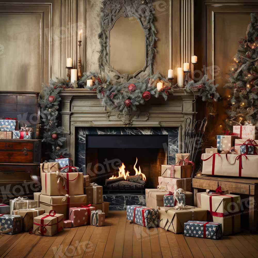 Kate Christmas Fireplace Gift Backdrop Designed by Emetselch