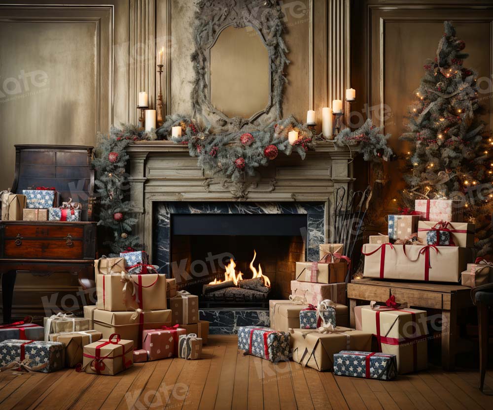 Kate Christmas Fireplace Gift Backdrop Designed by Emetselch