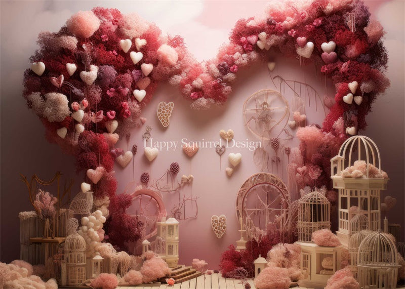 Kate Bird Cage Hearts Backdrop Designed by Happy Squirrel Design