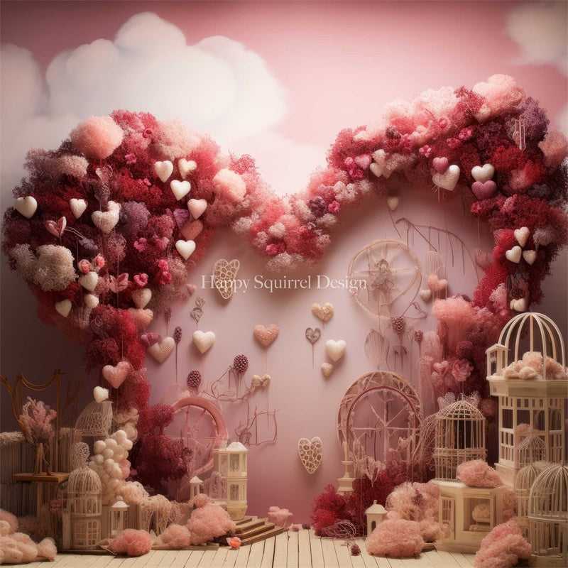 Kate Bird Cage Hearts Backdrop Designed by Happy Squirrel Design