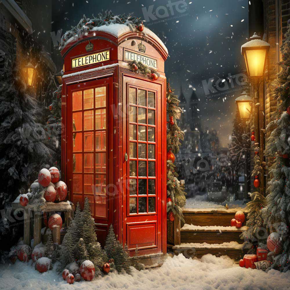 Kate Christmas Red Telephone Backdrop Designed by Emetselch