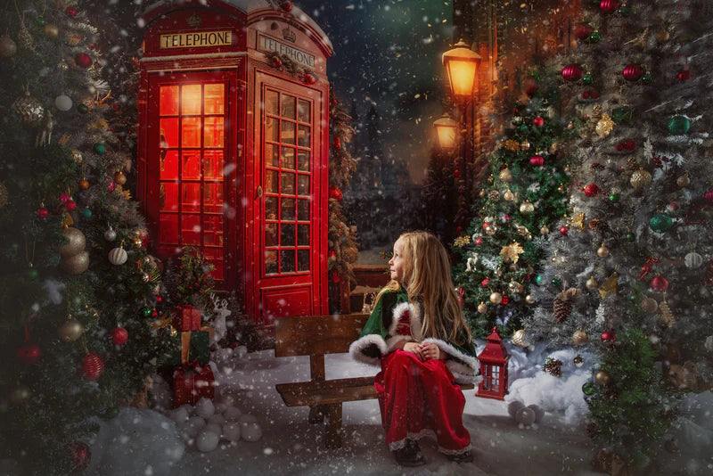 Kate Christmas Red Telephone Backdrop Designed by Emetselch