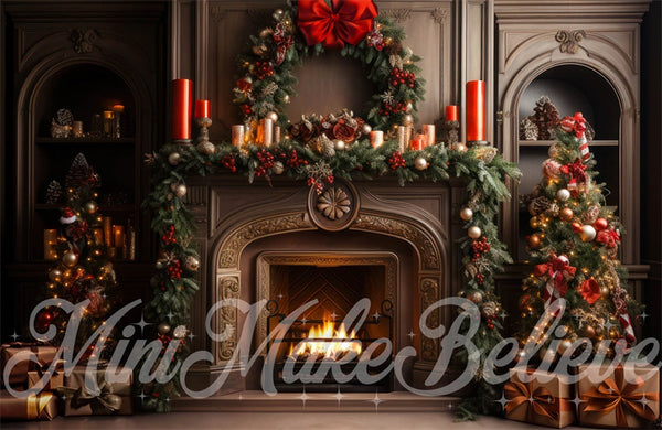 Kate Christmas Tree Fireplace Candles Backdrop For Photography