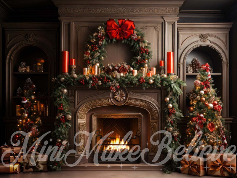 Kate Christmas Tree Fireplace Candles Backdrop Designed by Mini MakeBelieve