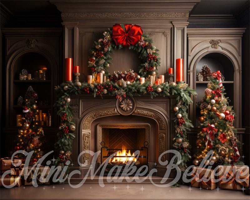 Kate Christmas Tree Fireplace Candles Backdrop Designed by Mini MakeBelieve