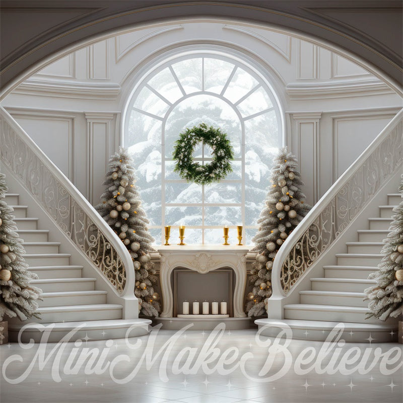 Kate Winter Christmas Grand Staircase Trees Backdrop Designed by Mini MakeBelieve