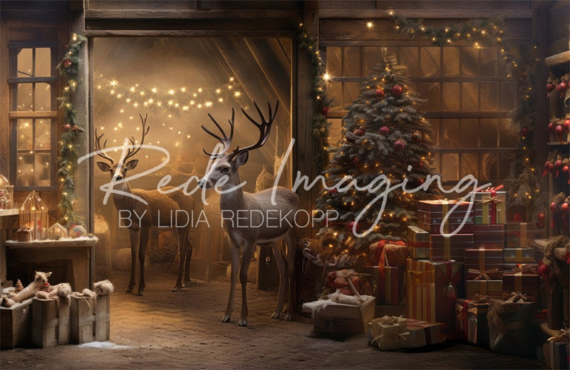 Kate Christmas Reindeer Stable Backdrop Designed by Lidia Redekopp