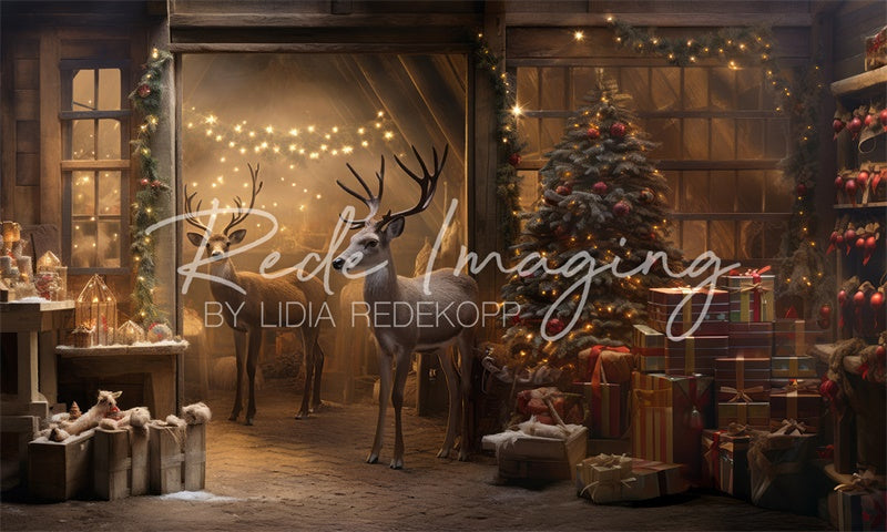 Kate Christmas Reindeer Stable Backdrop Designed by Lidia Redekopp