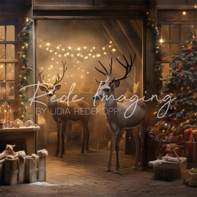 Kate Christmas Reindeer Stable Backdrop Designed by Lidia Redekopp