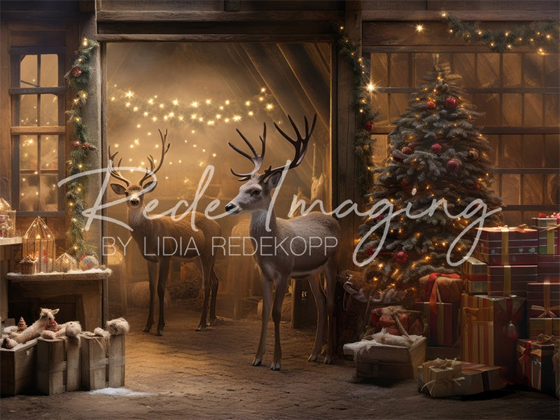 Kate Christmas Reindeer Stable Backdrop Designed by Lidia Redekopp