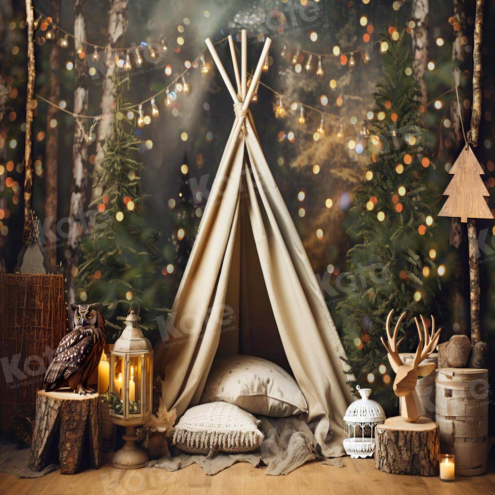 Kate Christmas Tent Owl Backdrop Bokeh Designed by Chain Photography