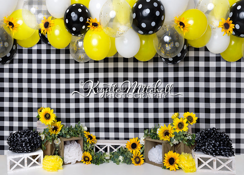 Kate Sunflowers Black Checkered Backdrop Designed By Krystle Mitchell Photography