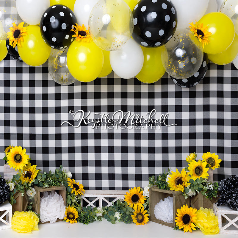 Kate Sunflowers Black Checkered Backdrop Designed By Krystle Mitchell Photography