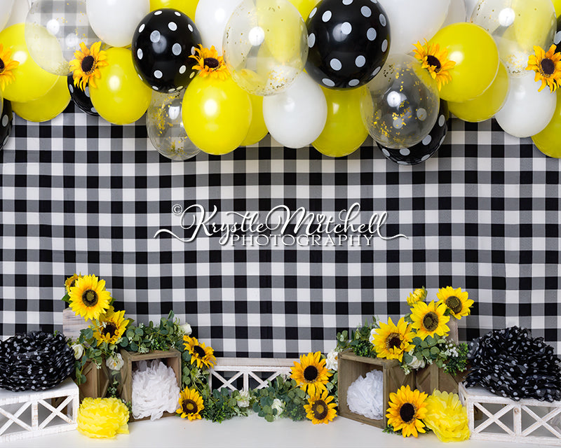 Kate Sunflowers Black Checkered Backdrop Designed By Krystle Mitchell Photography