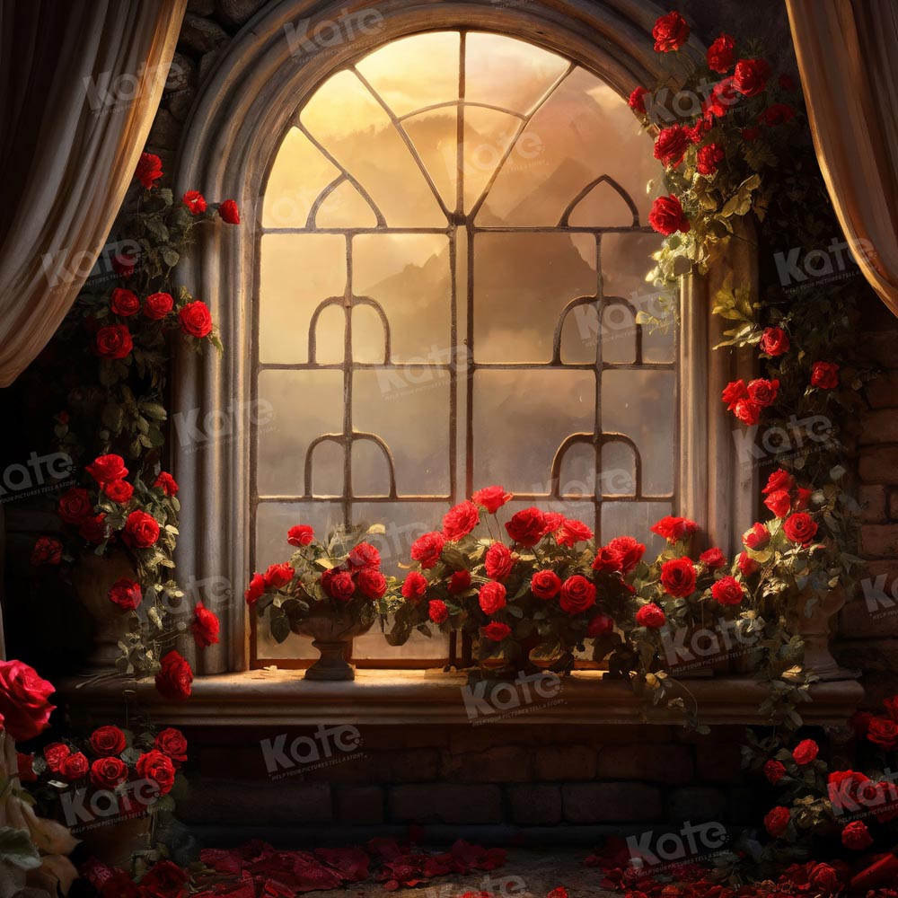 Kate Valentine's Day Rose Window Room Backdrop for Photography