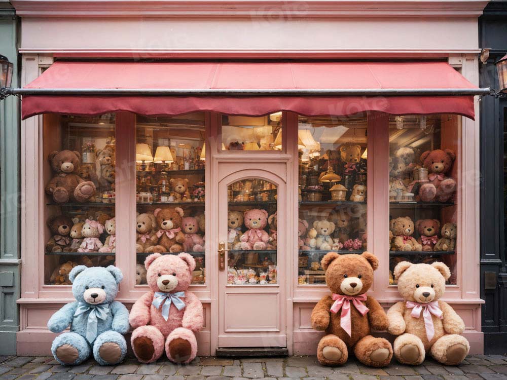 Kate Birthday Gift Pink Bear Display Window Backdrop Designed by Chain Photography