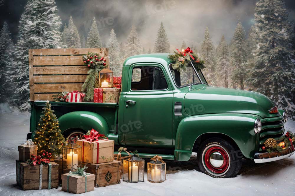 Kate Christmas Gift Green Car Backdrop Designed by Emetselch