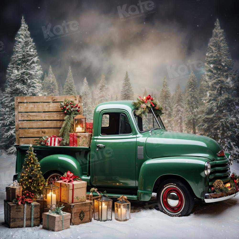 Kate Christmas Gift Green Car Backdrop Designed by Emetselch