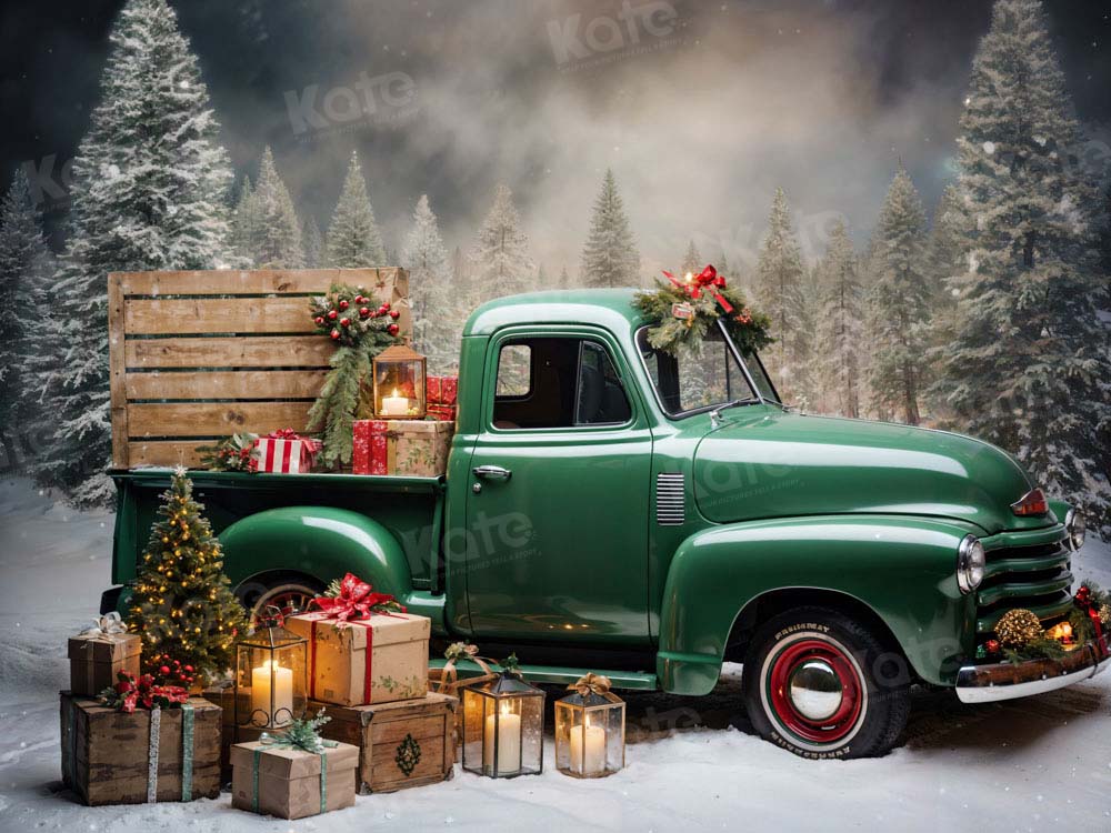 Kate Christmas Gift Green Car Backdrop Designed by Emetselch