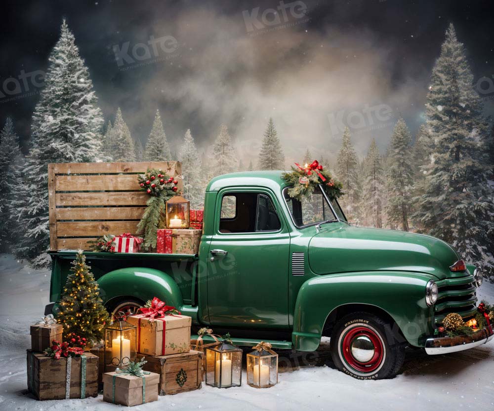 Kate Christmas Gift Green Car Backdrop Designed by Emetselch