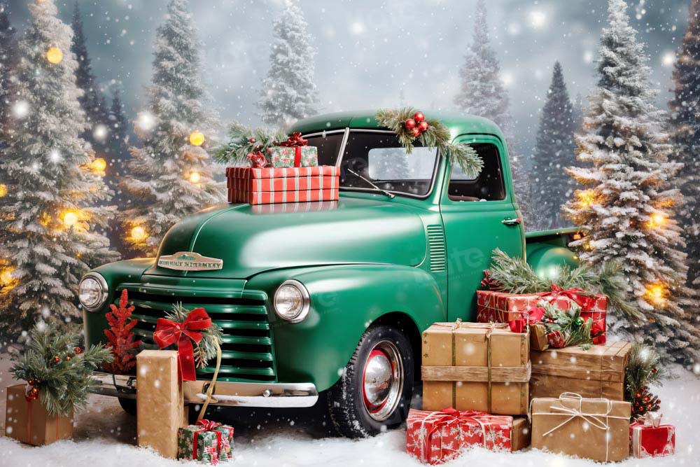 Kate Christmas Gift Green Car Backdrop Designed by Emetselch