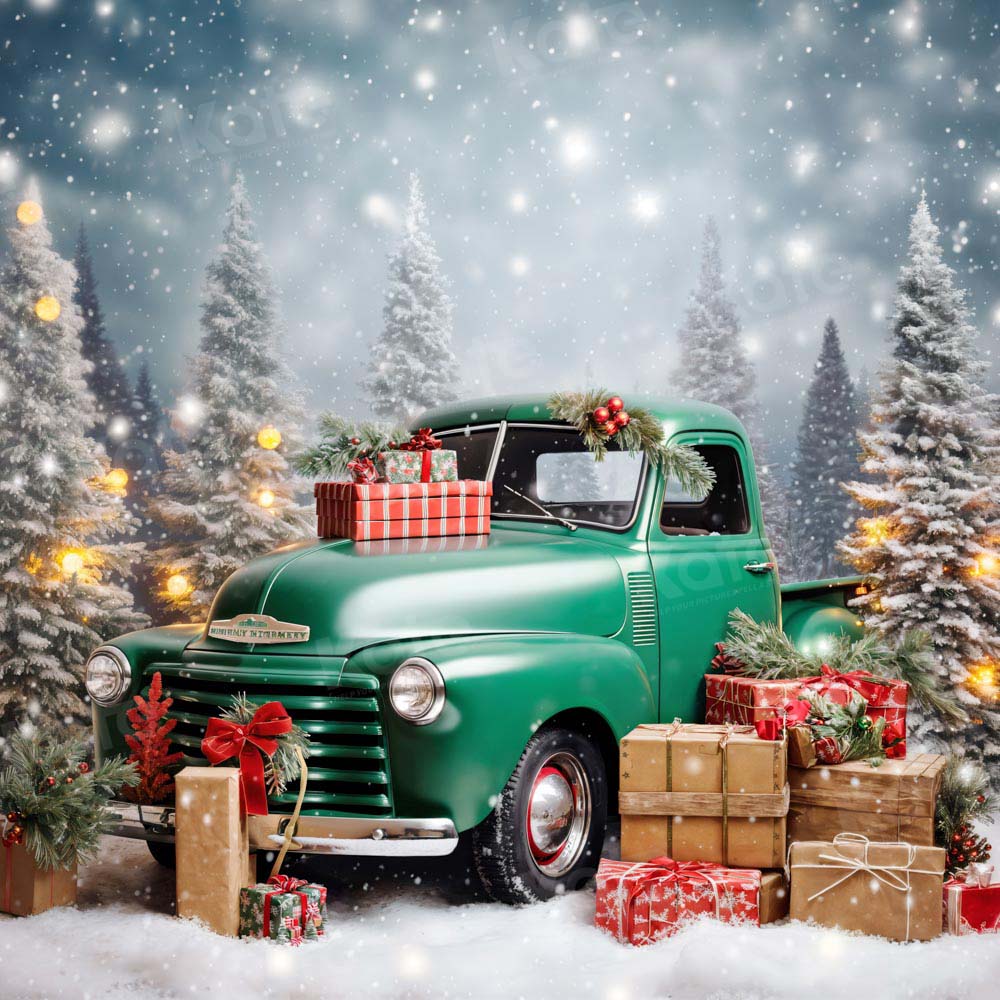 Kate Christmas Gift Green Car Backdrop Designed by Emetselch