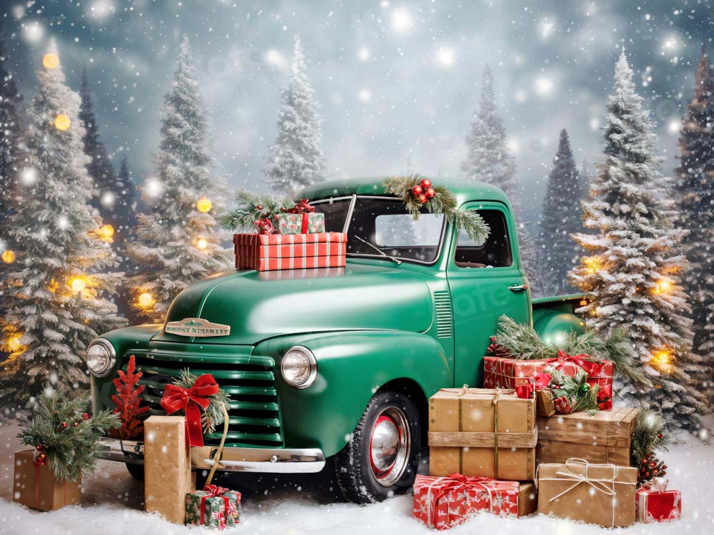 Kate Christmas Gift Green Car Backdrop Designed by Emetselch