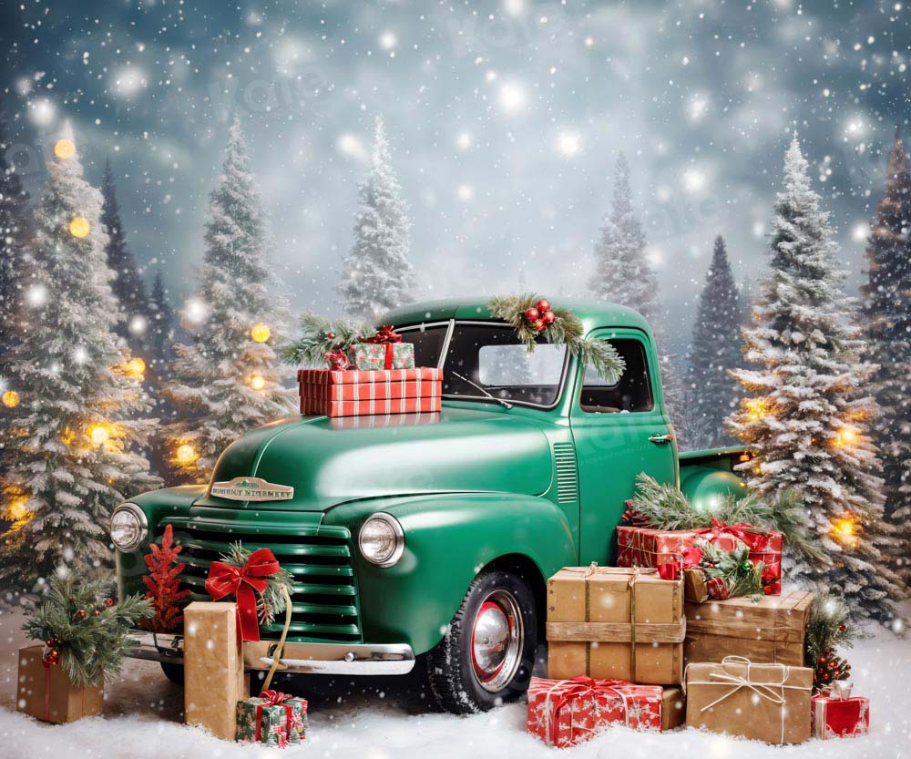 Kate Christmas Gift Green Car Backdrop Designed by Emetselch