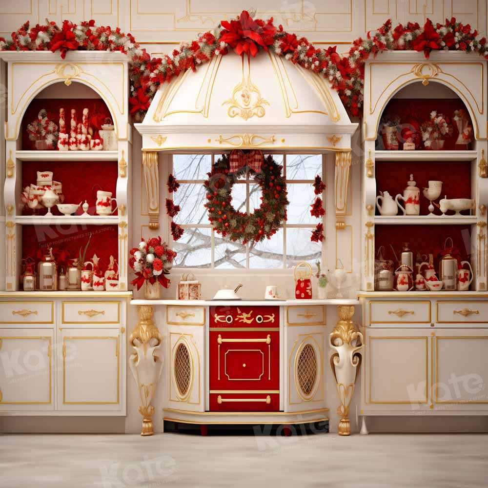 Kate Christmas White Kitchen Shelf Backdrop Designed by Emetselch