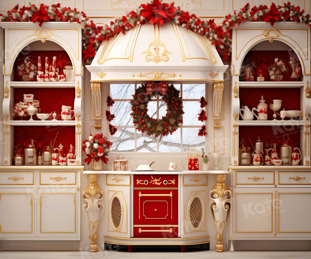 Kate Christmas White Kitchen Shelf Backdrop Designed by Emetselch