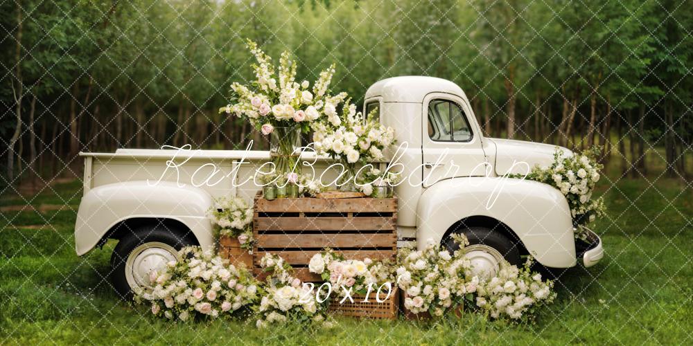 Kate Spring White Flowers Truck Backdrop Designed by Chain Photography