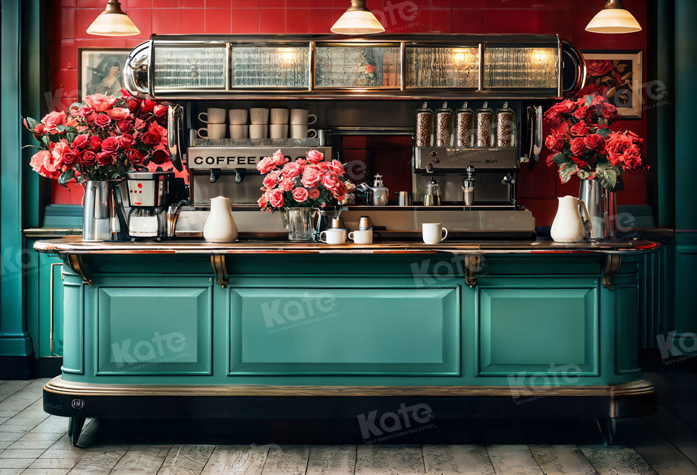 Kate Spring Retro Cafe Backdrop Metallic Flower Designed by Emetselch