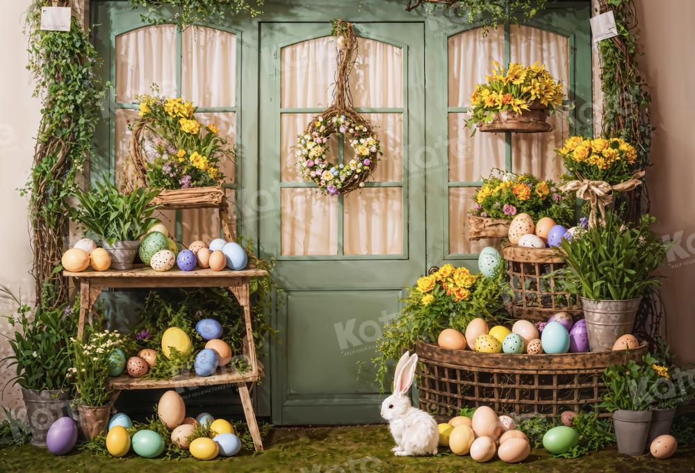 Kate Easter Backdrop Eggs Flowers Green Plants Rabbit Room Designed by Emetselch
