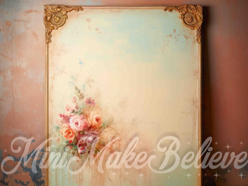 Kate Fine Art Dualtone Wall Trim Painted Roses Backdrop Designed by Mini MakeBelieve