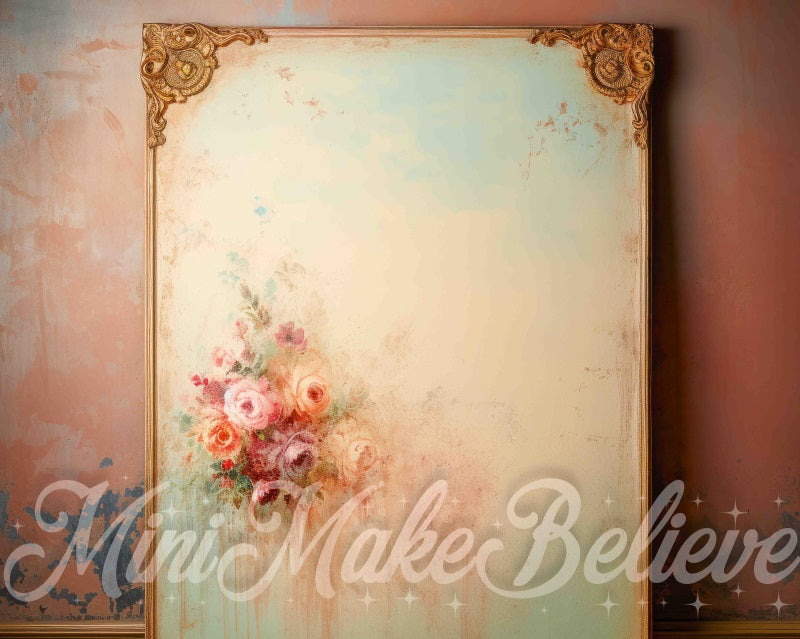 Kate Fine Art Dualtone Wall Trim Painted Roses Backdrop Designed by Mini MakeBelieve