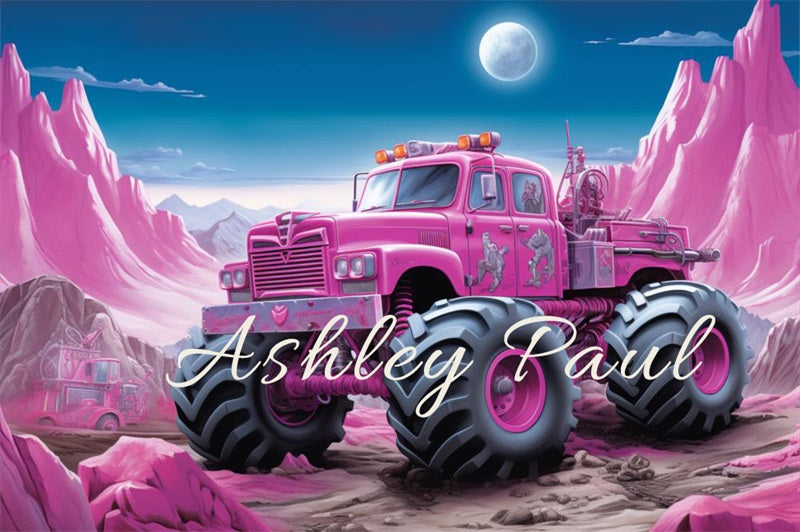 Kate Pink Hill Off-Road Vehicle Backdrop Designed by Ashley Paul