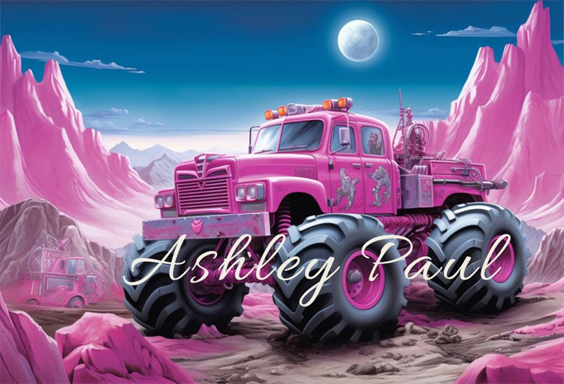 Kate Pink Hill Off-Road Vehicle Backdrop Designed by Ashley Paul