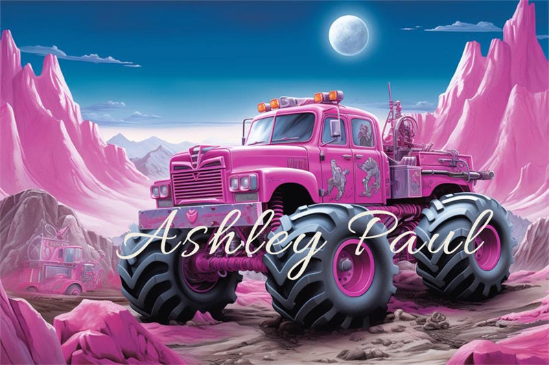 Kate Pink Hill Off-Road Vehicle Backdrop Designed by Ashley Paul