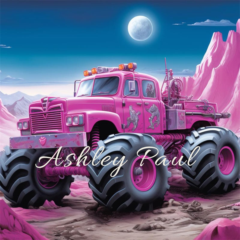 Kate Pink Hill Off-Road Vehicle Backdrop Designed by Ashley Paul