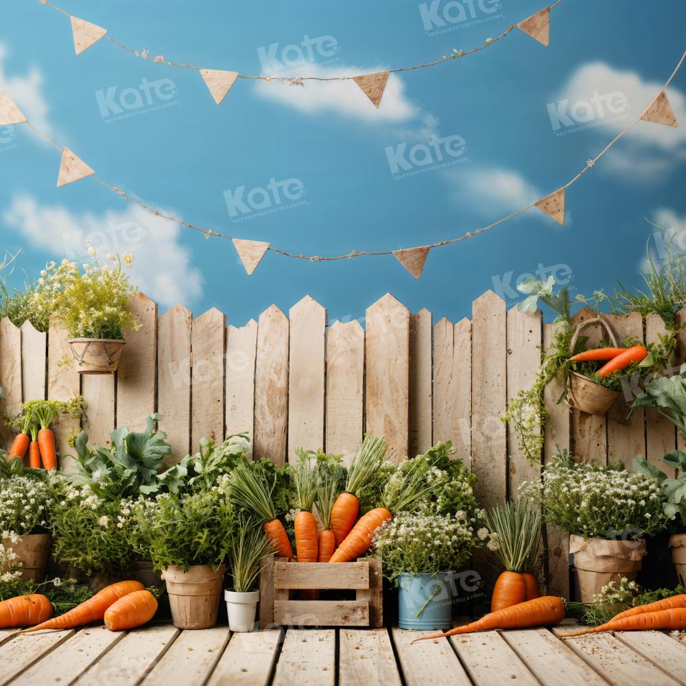 Kate Green Plants Carrot Fence Sky Backdrop Designed by Emetselch