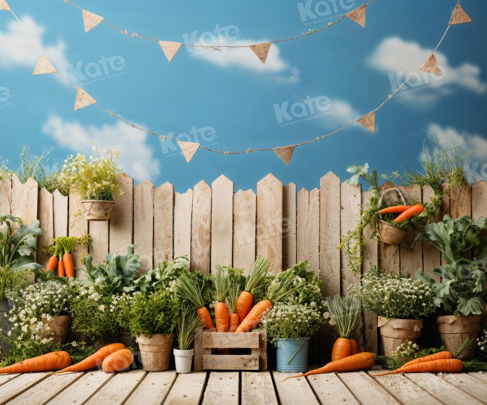 Kate Green Plants Carrot Fence Sky Backdrop Designed by Emetselch