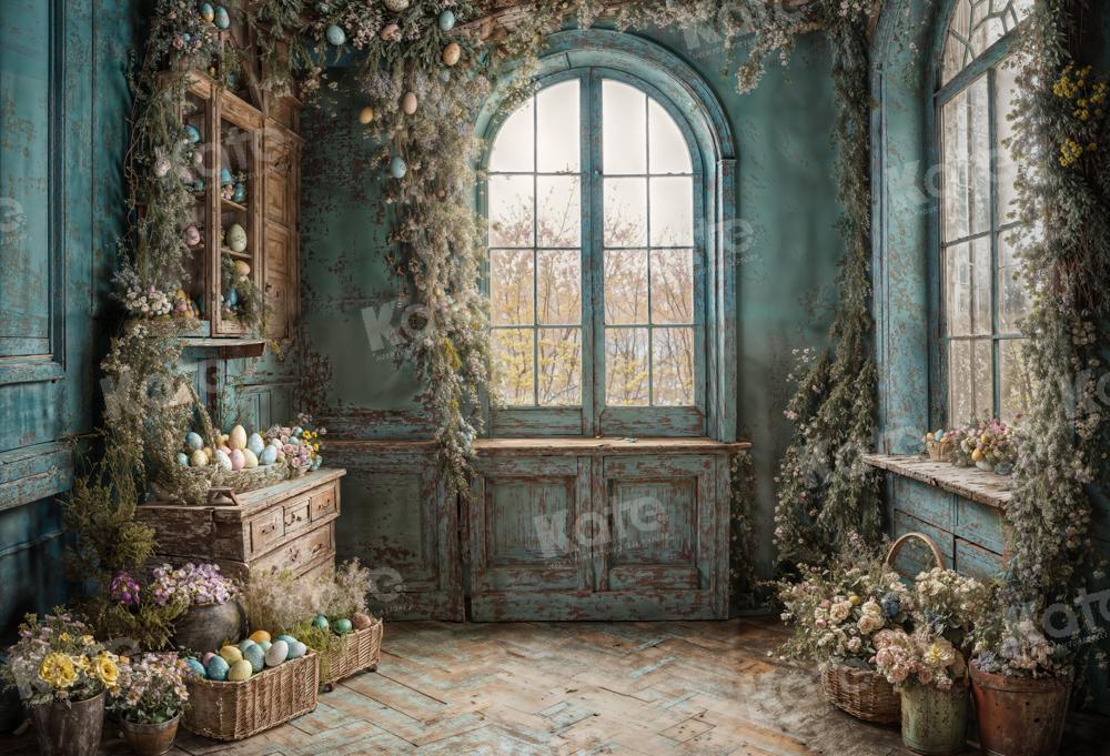 Kate Easter Backdrop Egg Potted Window Room for Photography