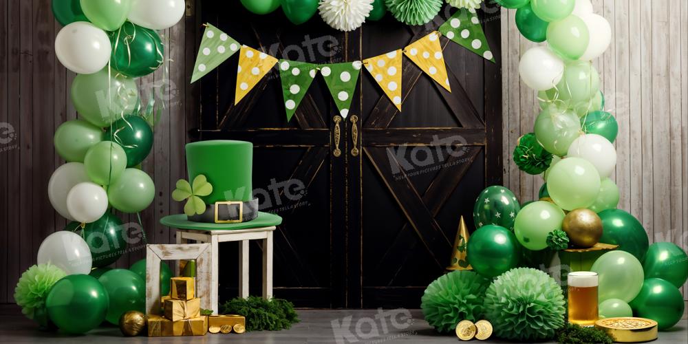 Kate St. Patrick's Day Backdrop Green Balloon Black Door Designed by Emetselch