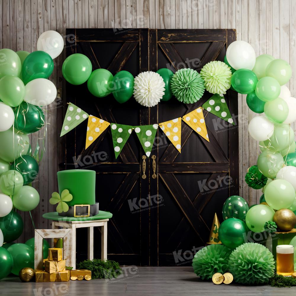 Kate St. Patrick's Day Backdrop Green Balloon Black Door Designed by Emetselch