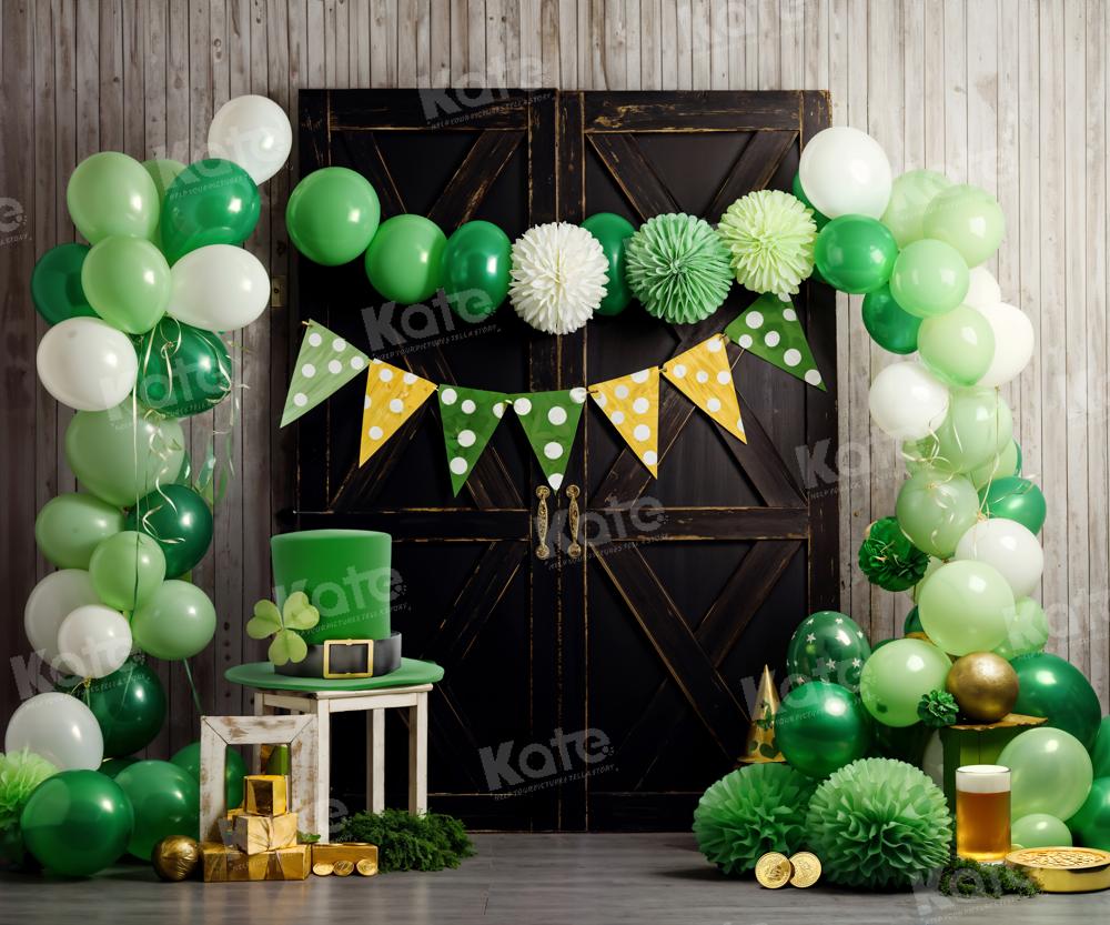 Kate St. Patrick's Day Backdrop Green Balloon Black Door Designed by Emetselch