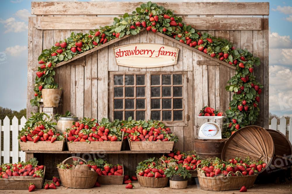 Kate Strawberry Farm Wooden House Backdrop Designed by Emetselch