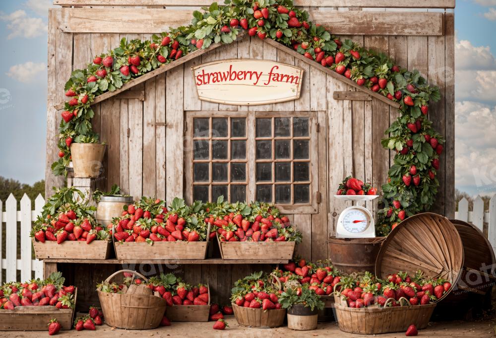 Kate Strawberry Farm Wooden House Backdrop Designed by Emetselch