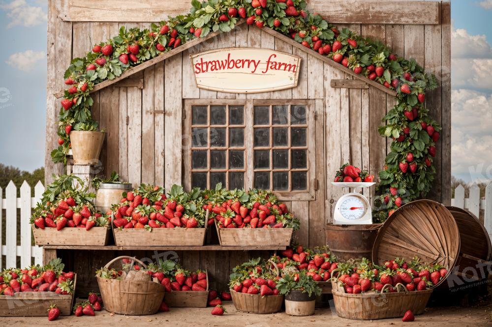 Kate Strawberry Farm Wooden House Backdrop Designed by Emetselch