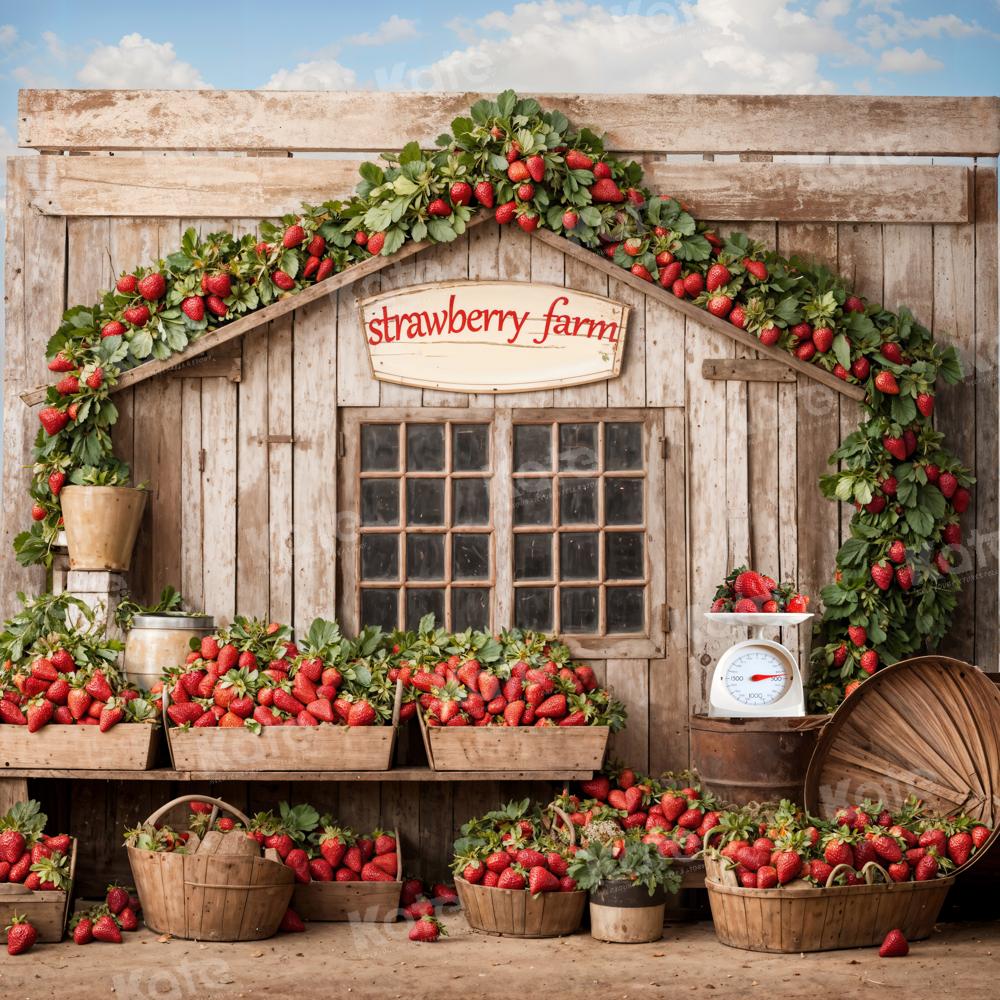 Kate Strawberry Farm Wooden House Backdrop Designed by Emetselch